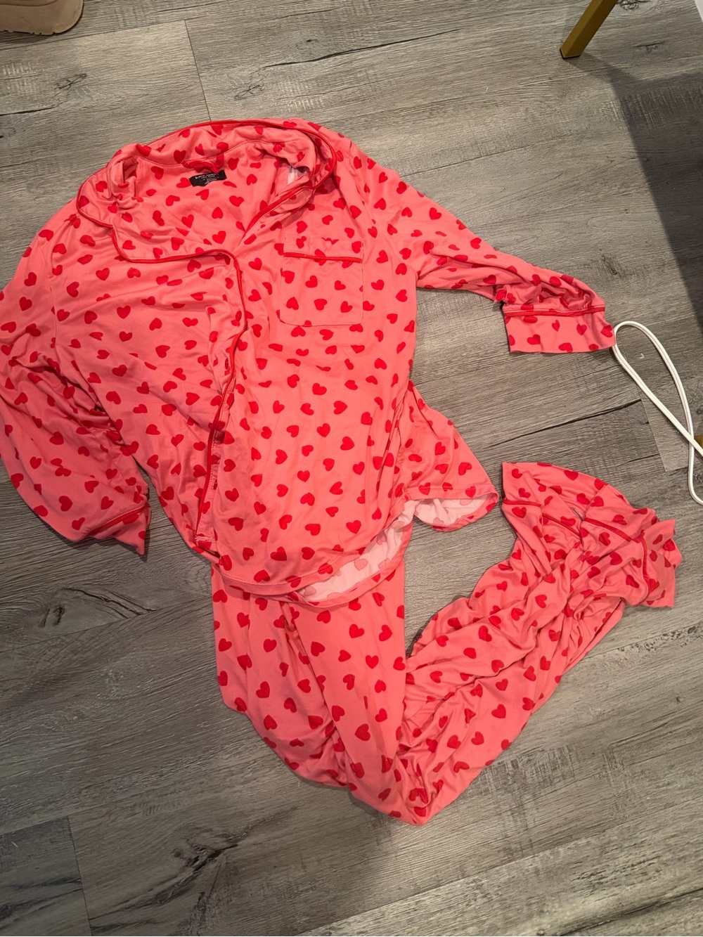 kate spade Pink and Red Heart Print Pajama  Set